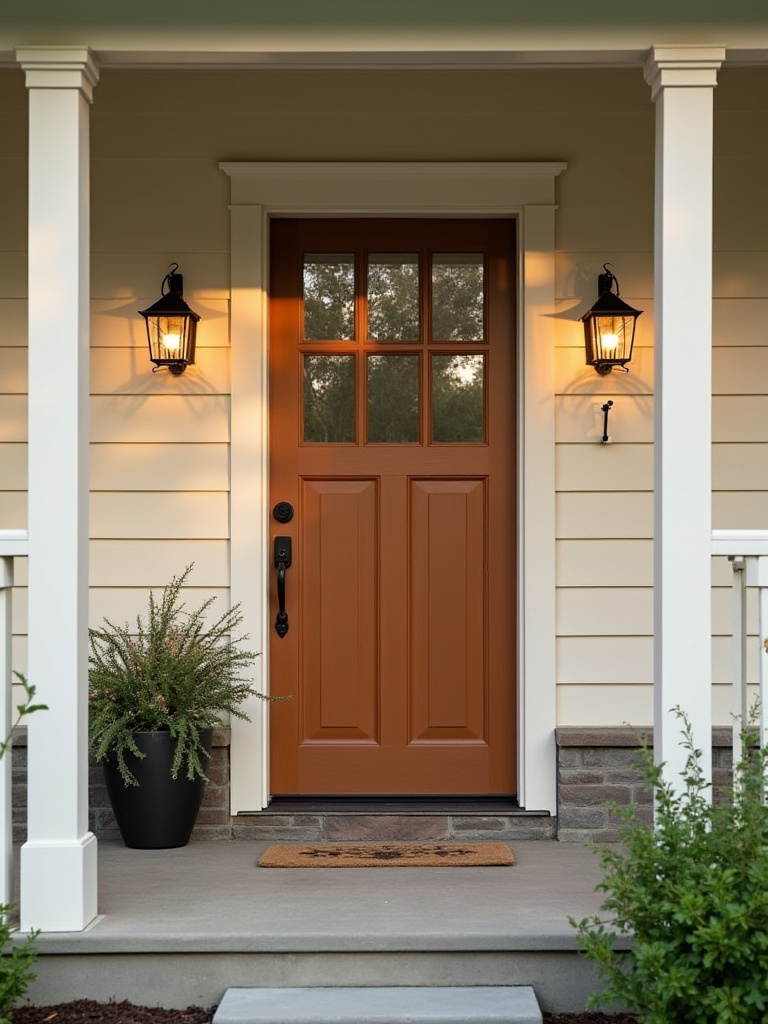 Portrait of front door decor aligned with architectural style
