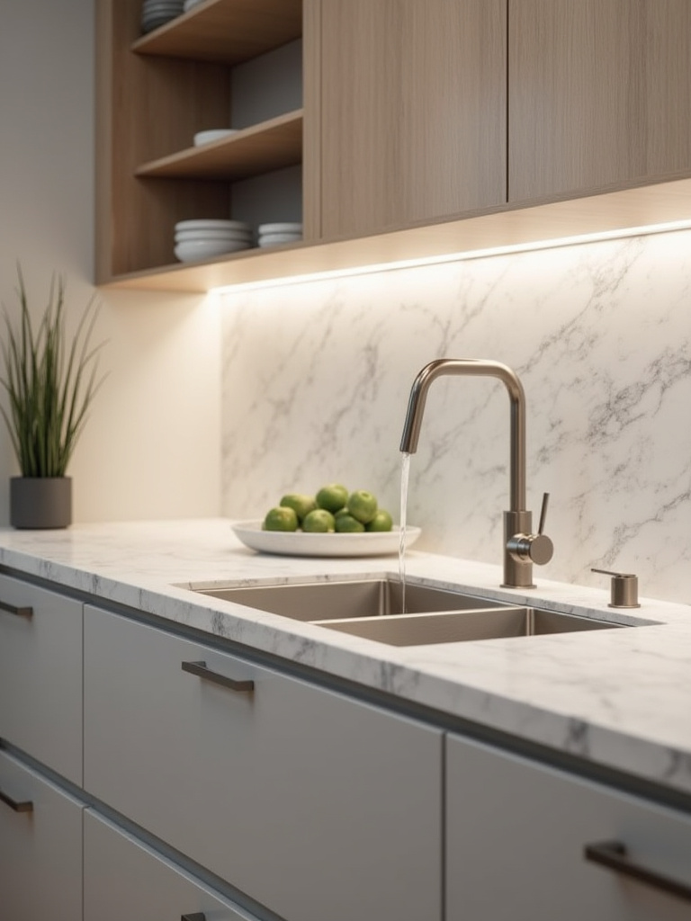 Luxury kitchen featuring integrated water filtration and dispensing system