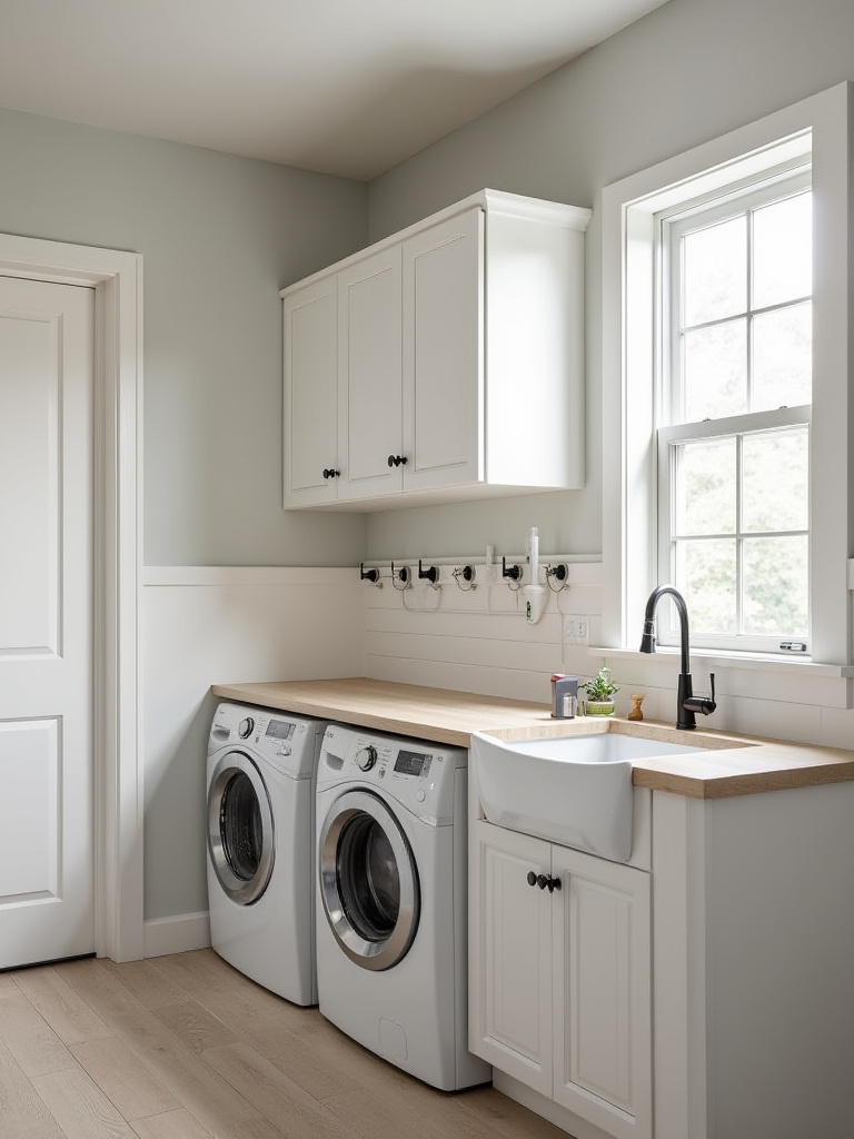 Mudroom laundry room with strategic plumbing and electrical outlets, utility sink, washer, and dryer.