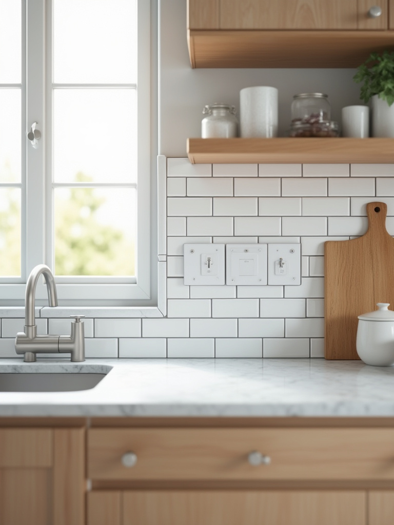 Kitchens showing seamless vs. contrasting grout colors in backsplash