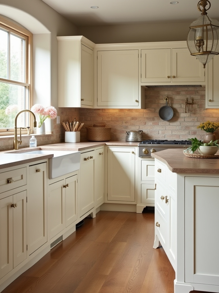 Portrait of a traditional kitchen in warm neutrals and earthy tones