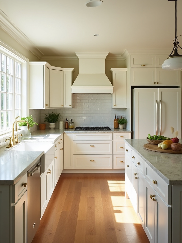Traditional kitchen with a functional layout emphasizing work zones