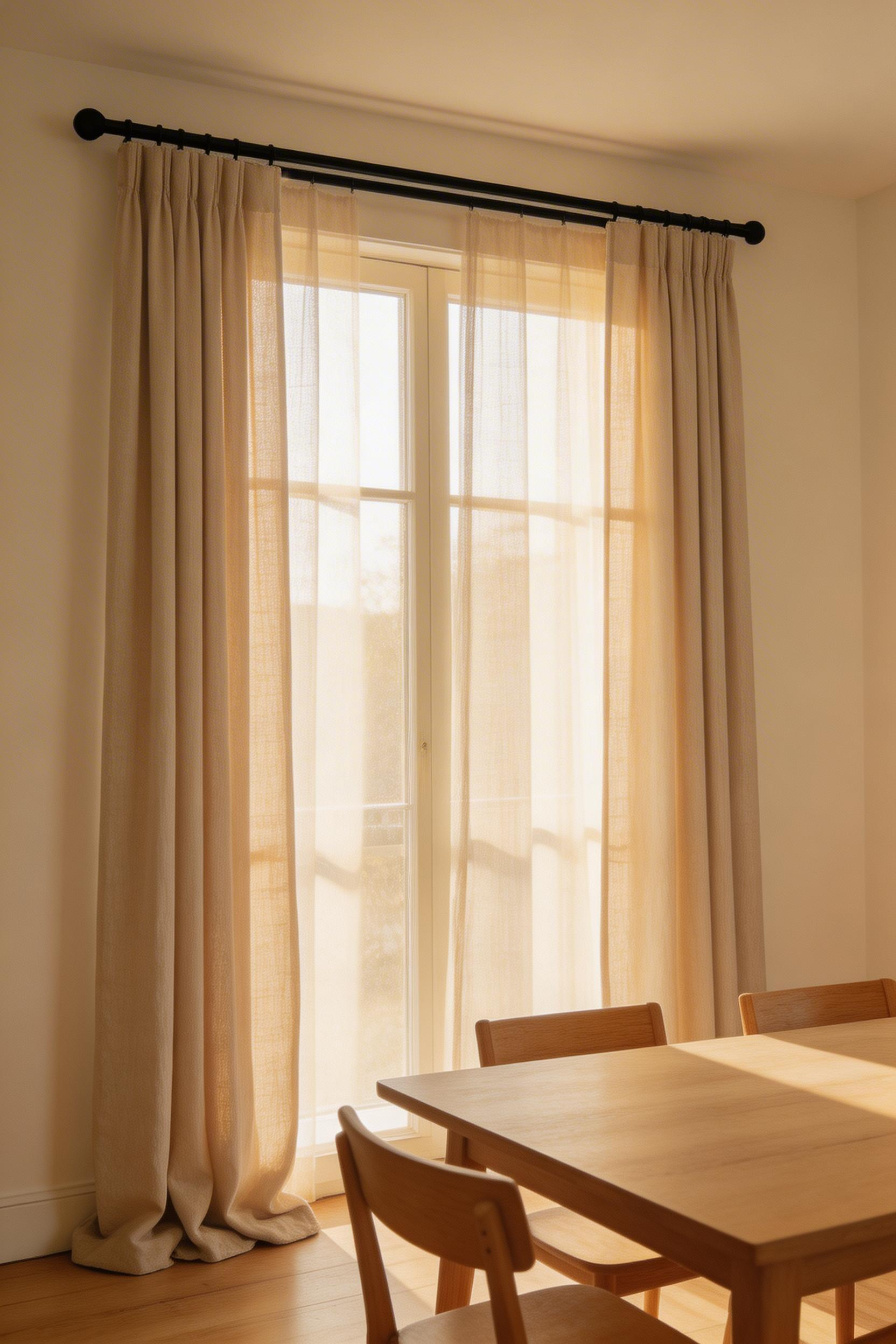 Floor-length linen curtain panels hung close to the ceiling line are among the clearest contemporary window treatment choices when you want to modernize dining room spaces — replacing heavy drapes or valances is one of the fastest transformations on this list.