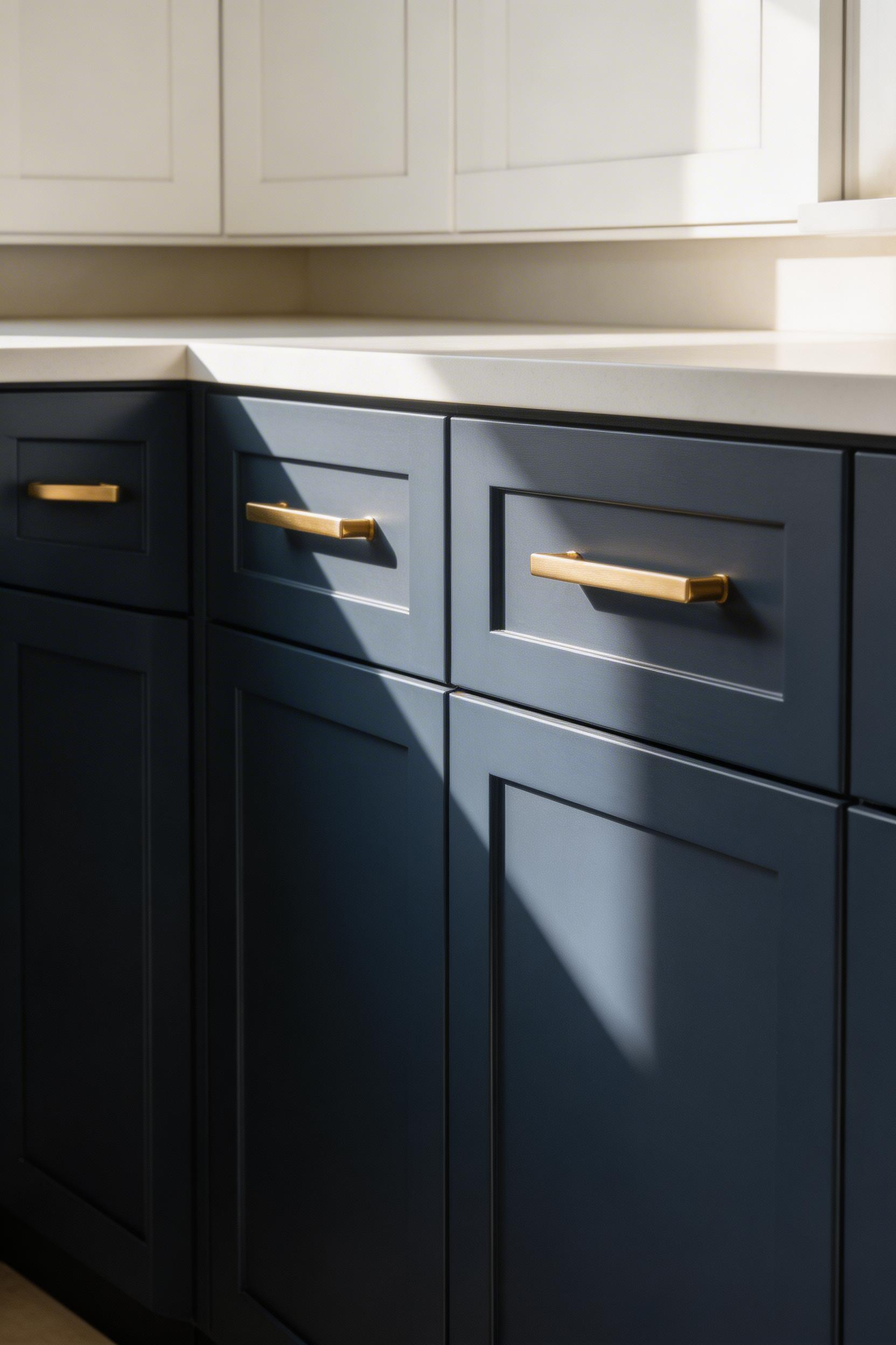 Two-tone cabinet painting — dark lowers, white uppers — is now a design classic that transforms the visual depth of a kitchen. It's one of the most cost-effective kitchen decoration ideas available.