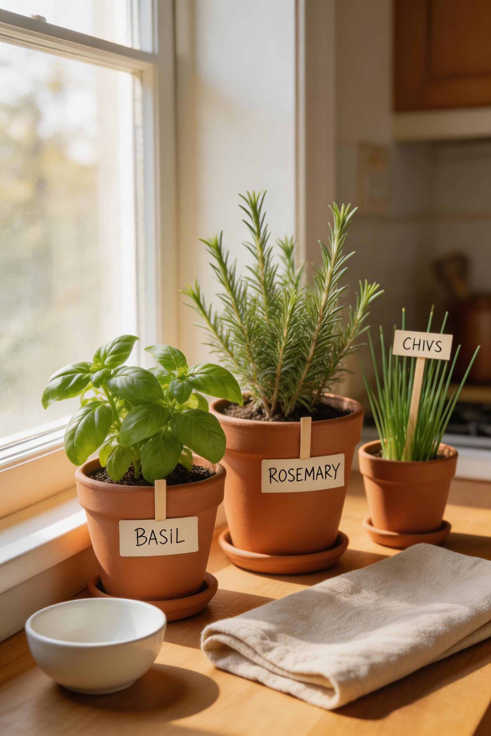 A countertop herb garden brings organic warmth to a kitchen that is otherwise dominated by hard surfaces — and unlike purely decorative plants, it earns its place by being genuinely useful.