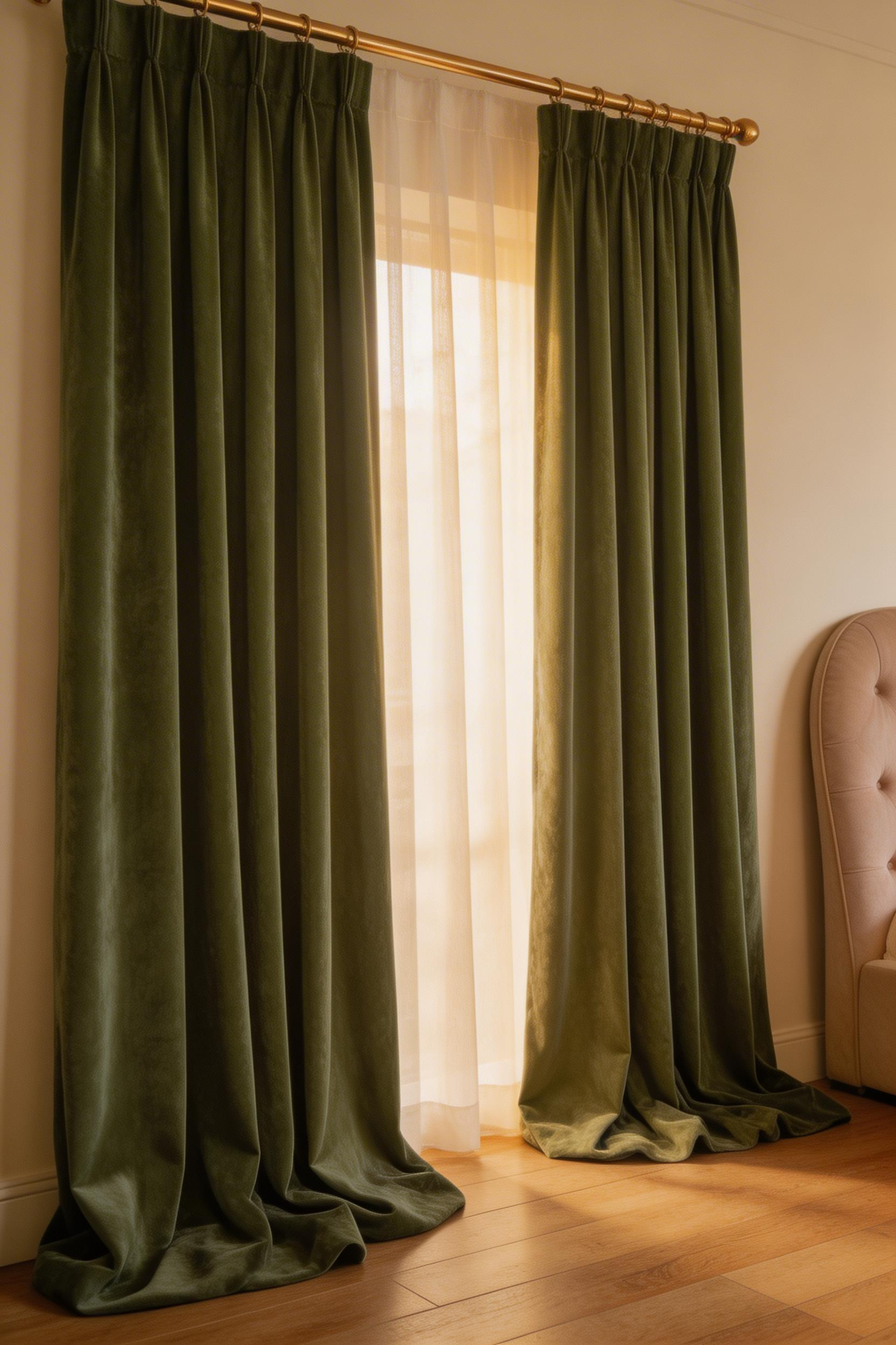 Floor-length curtains that just brush the floor add architectural weight and elegance to romantic bedroom decor — the height of the rod is as important as the fabric.