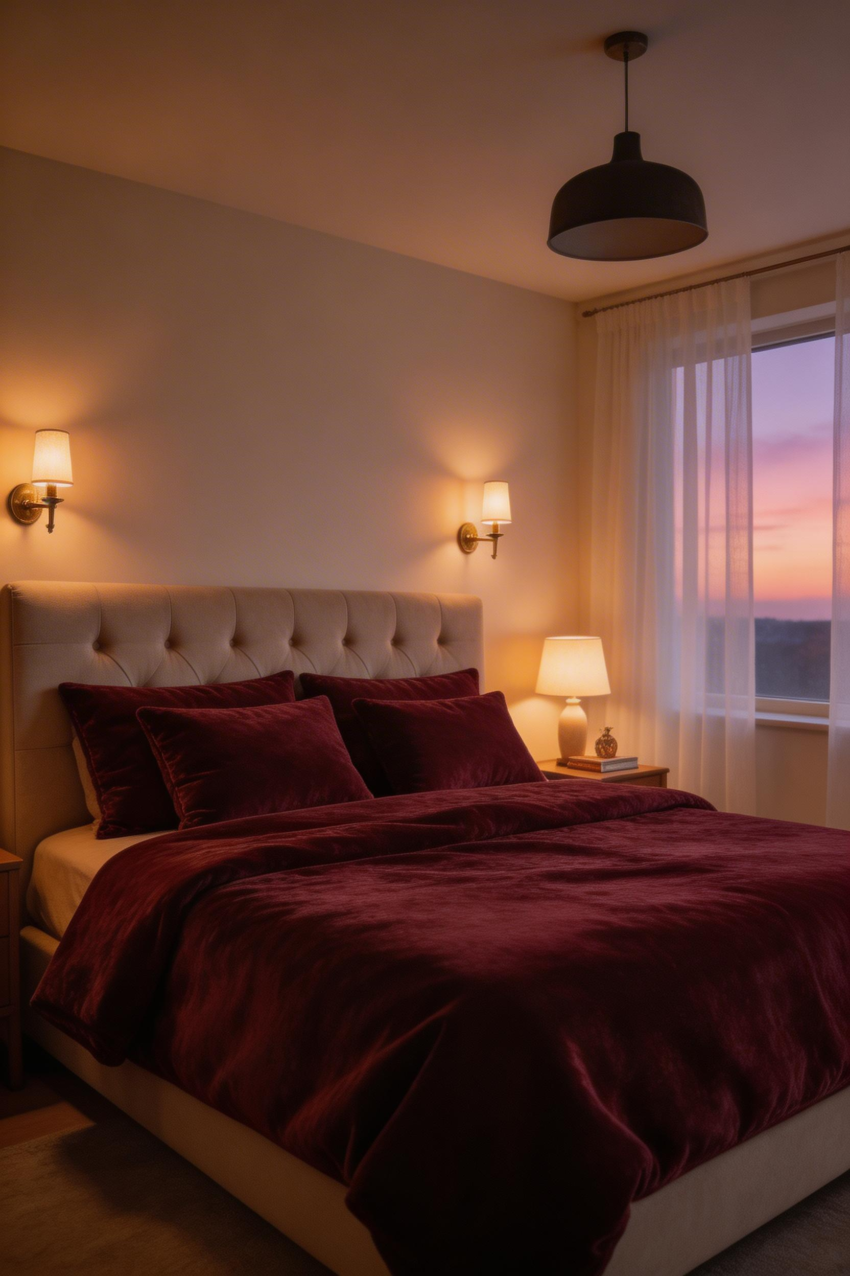 Warm, dimmed ambient lighting is the foundation of romantic bedroom decor — wall sconces and table lamps at 2700K create an atmosphere that no amount of styling can replicate at full brightness.