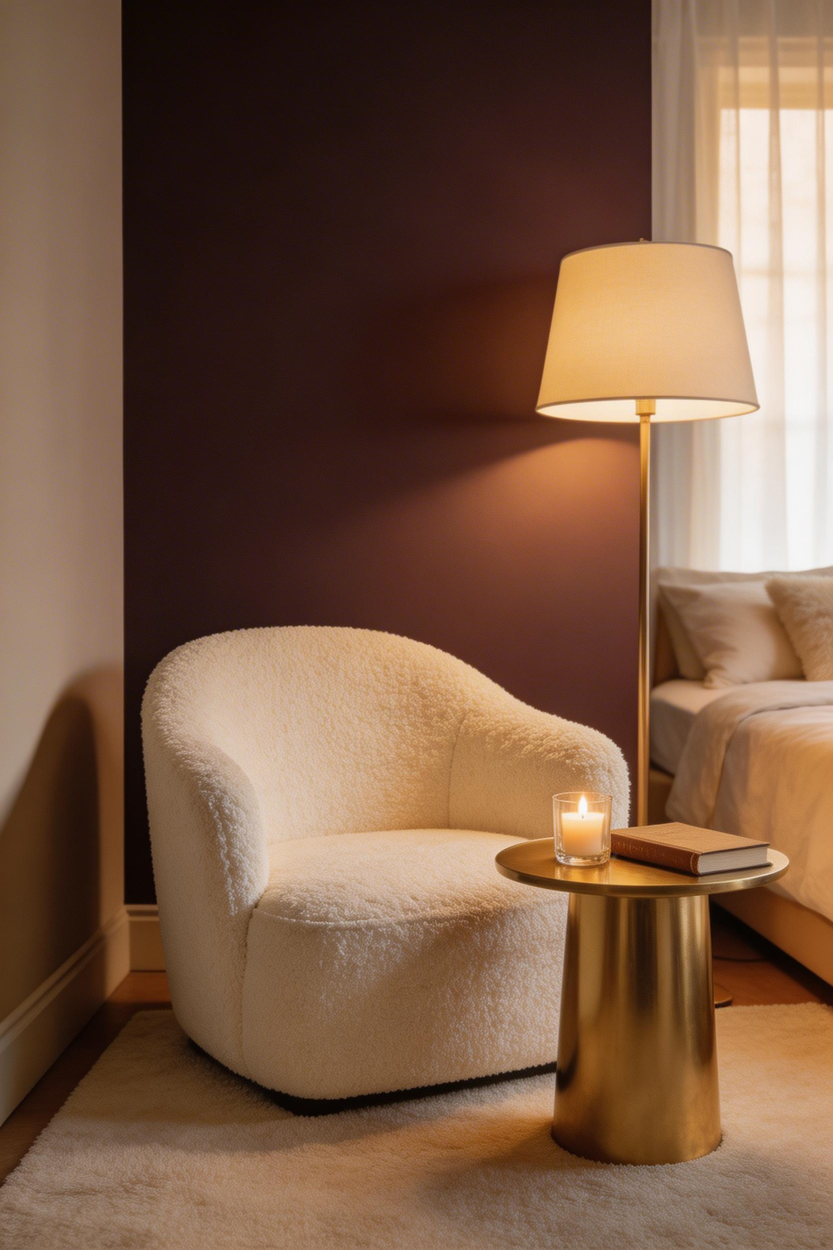 A dedicated seating corner with a comfortable armchair transforms a bedroom from a sleeping room into a genuine retreat — one of the most underused moves in an intimate bedroom.