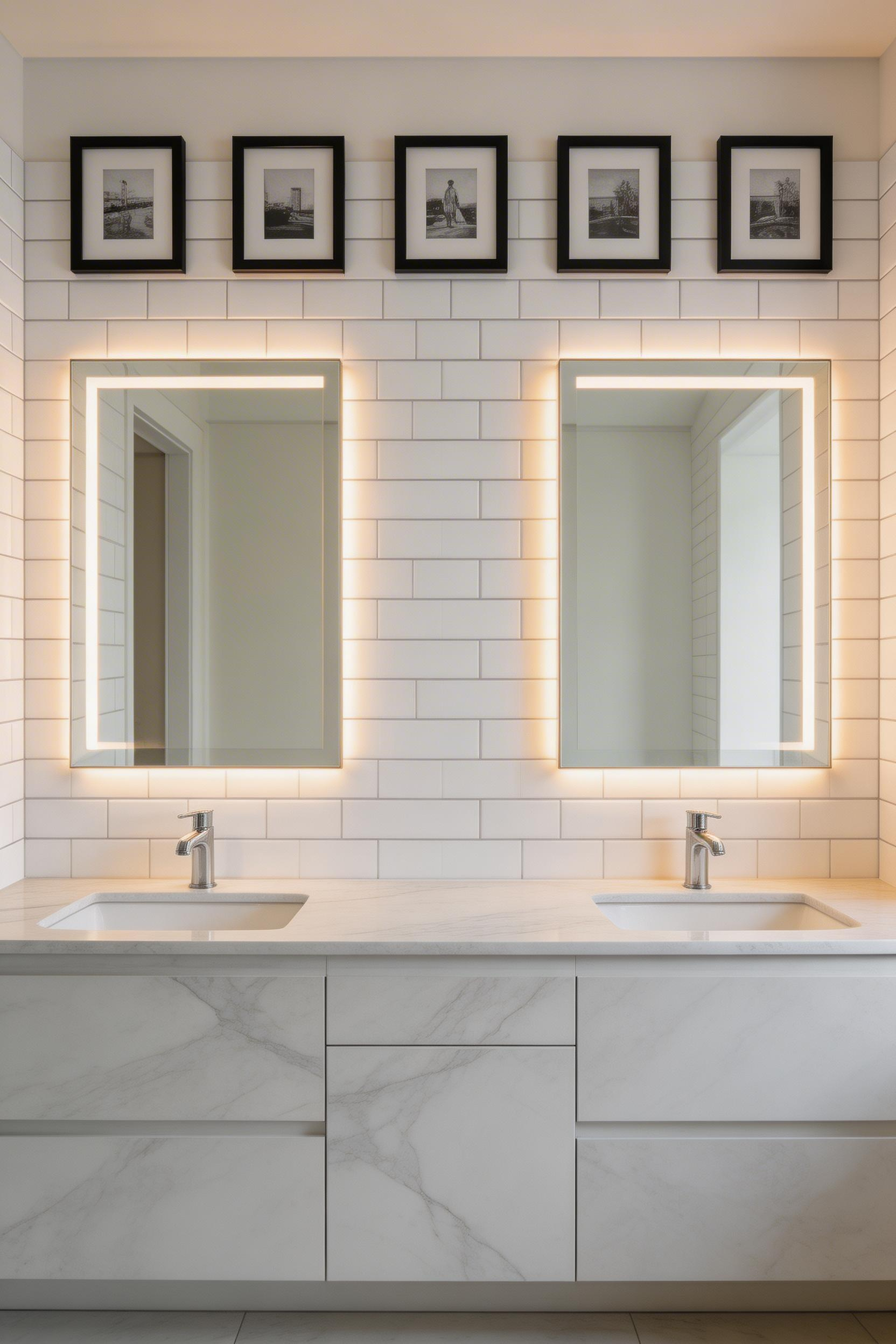 A carefully curated monochrome gallery wall demonstrates how a consistent frame profile and tonal direction creates a collection rather than a group of purchases.