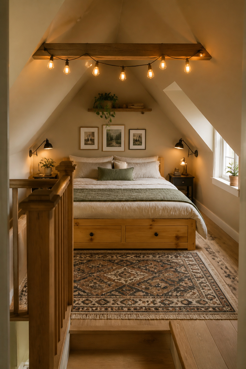 Paint, a platform bed, a thrifted rug, and plug-in lighting — a complete attic bedroom transformation for under $500 that starts with two free changes: rearranging and repainting.
