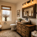 A complete rustic bathroom makeover combining shiplap, a dresser vanity, iron pipe hardware, and Edison lighting — proof that the warmth you're looking for is a weekend project away.