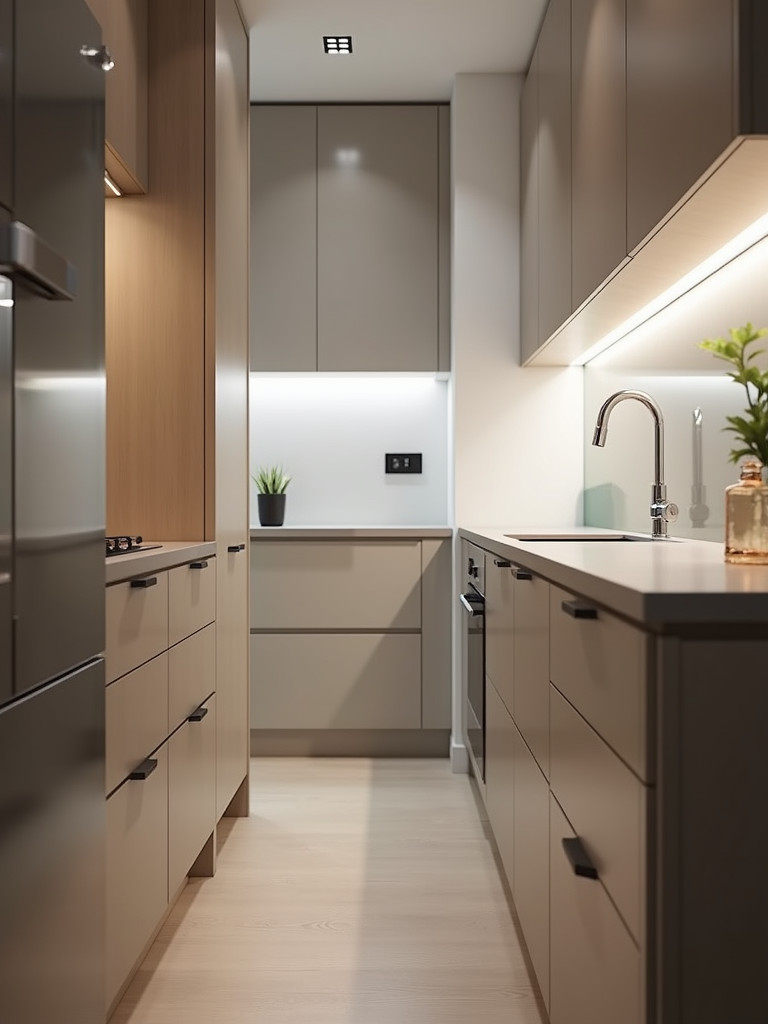A modern kitchen incorporating a built-in vacuum system for seamless cleaning