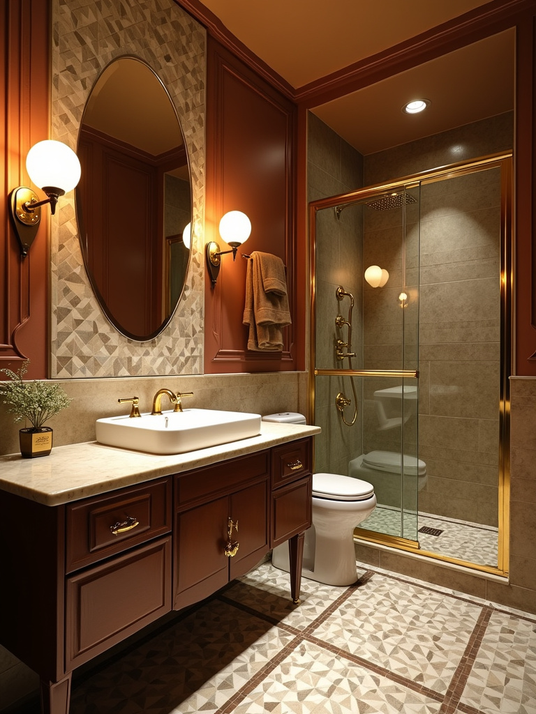 An Art Deco shower with bold geometric details.