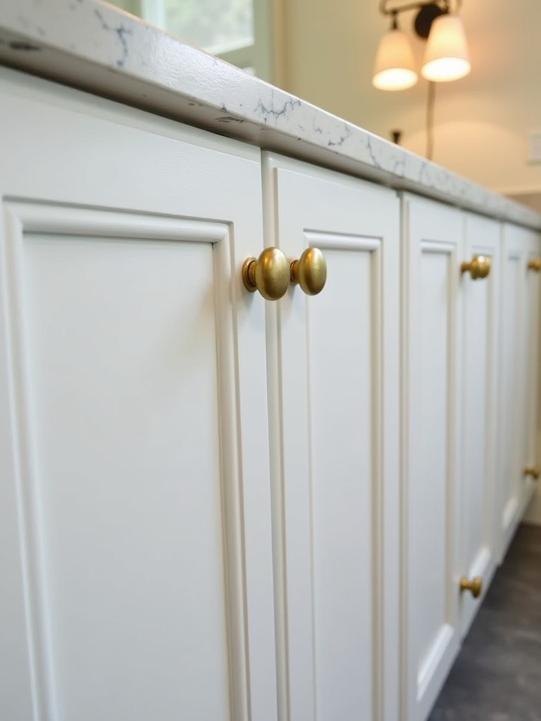 Bathroom vanity with brushed gold hardware