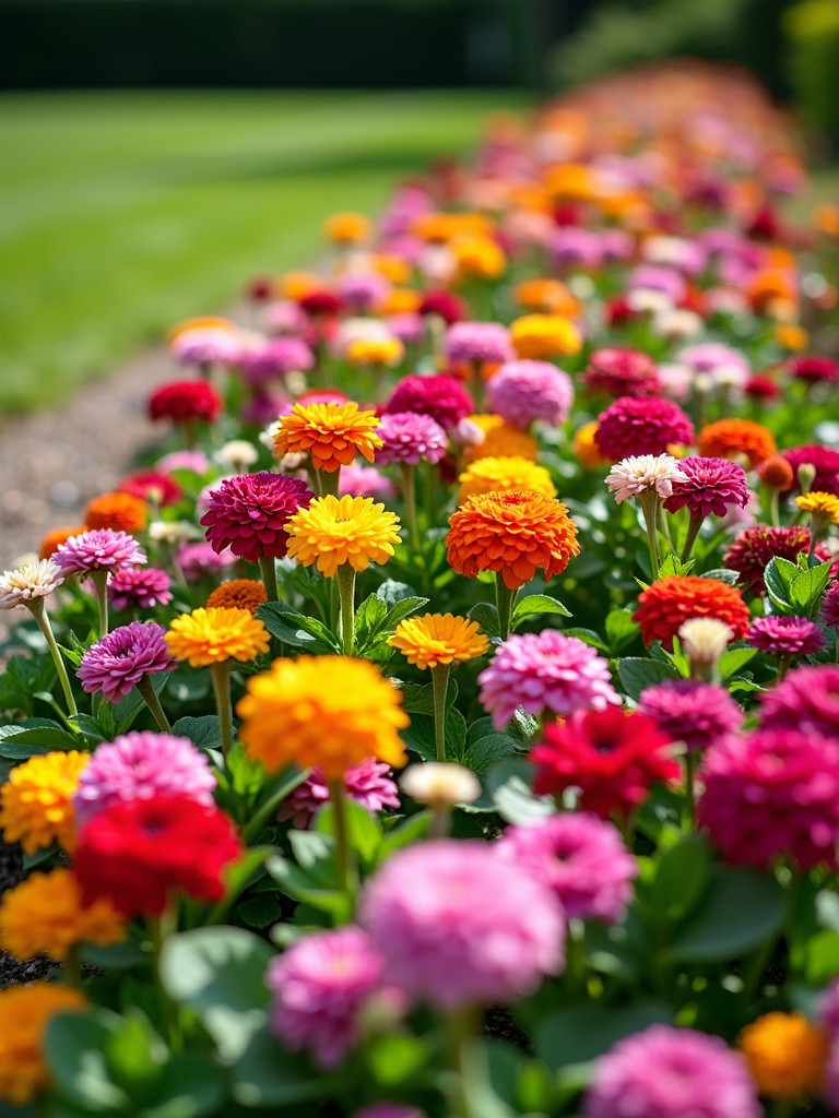 A vibrant flower bed full of colorful blooms
