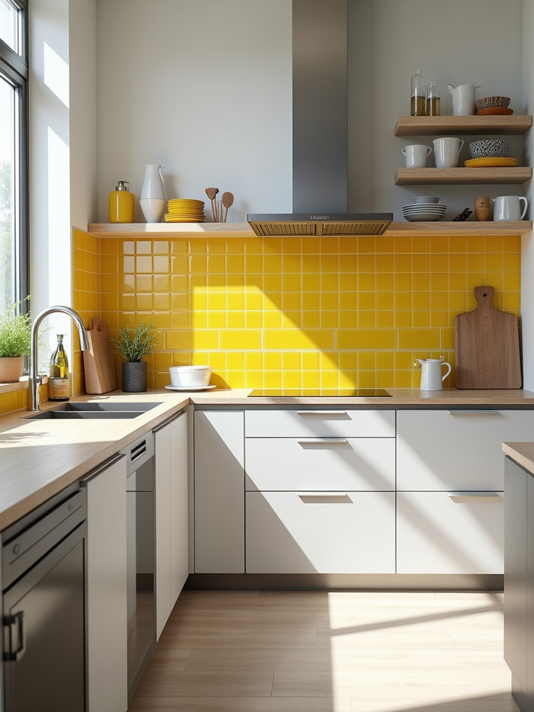 A kitchen with a striking and colorful tile backsplash as a focal point
