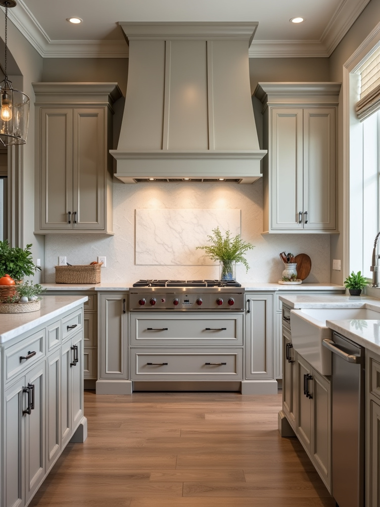 A sophisticated kitchen designed with custom cabinetry to perfectly suit design elements.