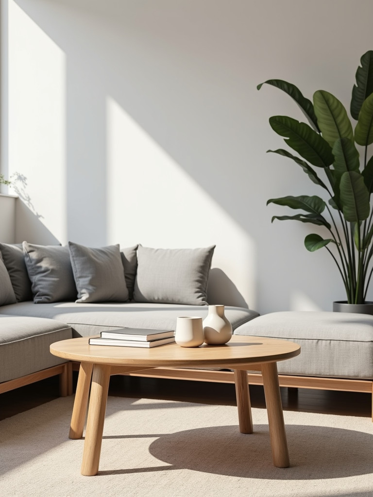 Living room with a DIY minimalist coffee table