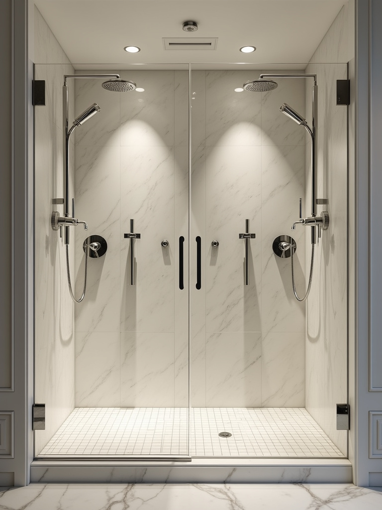 A spacious double shower for couples.