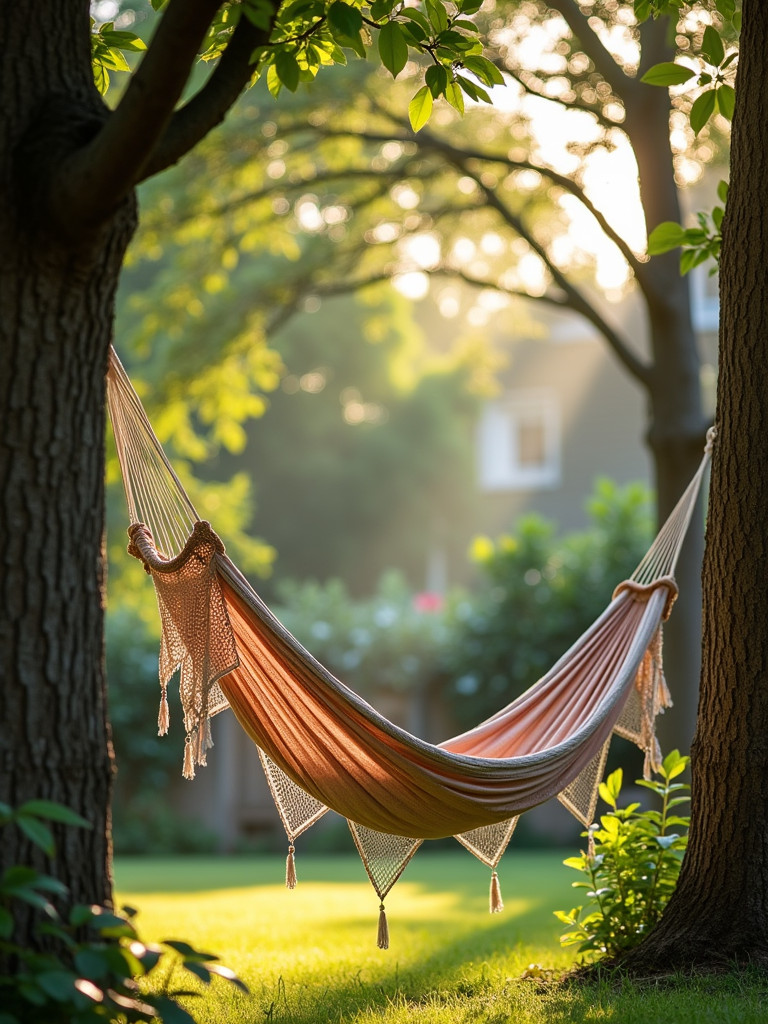 A relaxing hammock in a peaceful backyard