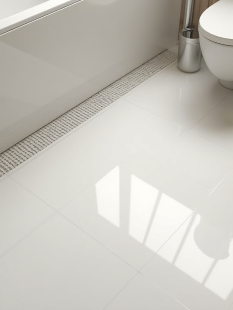 Modern bathroom floor with radiant heating elements, close up angle