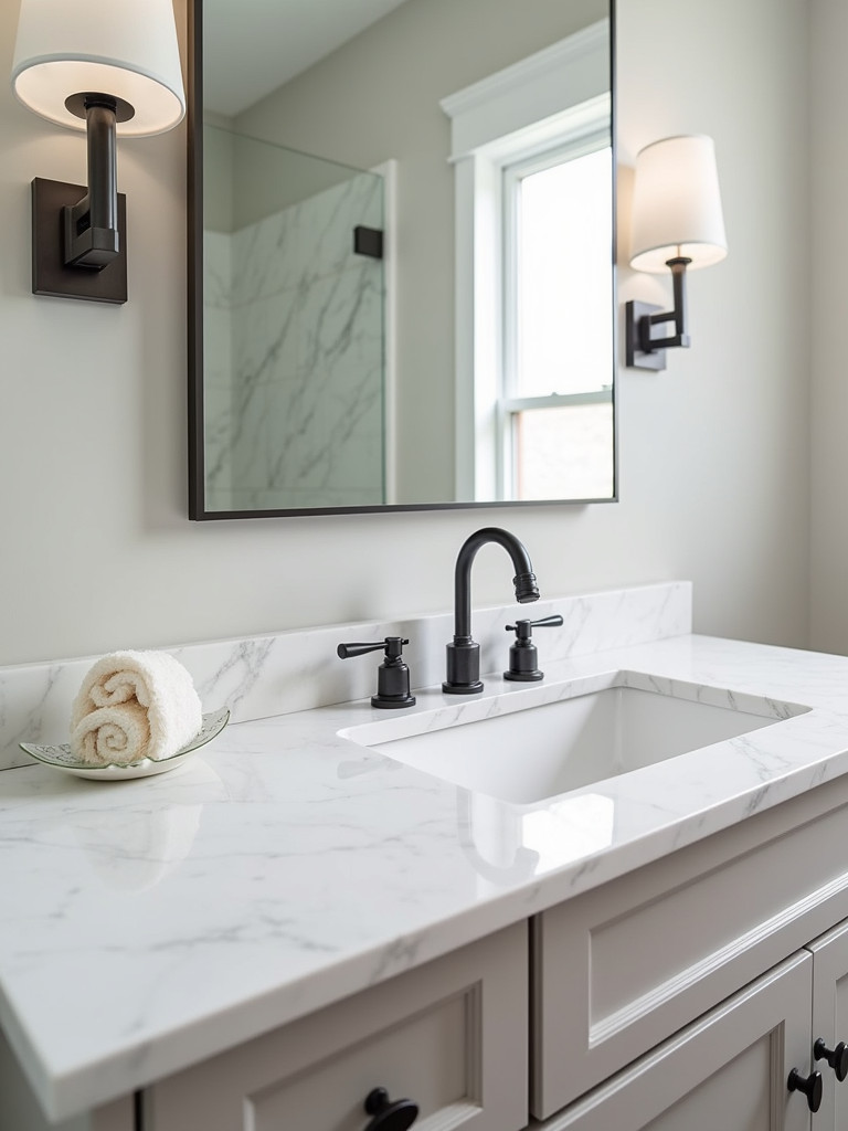 Bathroom vanity with a new quartz countertop
