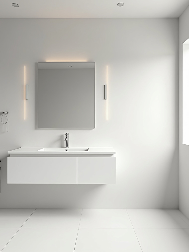 Modern minimalist bathroom with clean lines and uncluttered surfaces