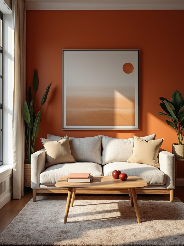 Living room with a bold painted accent wall