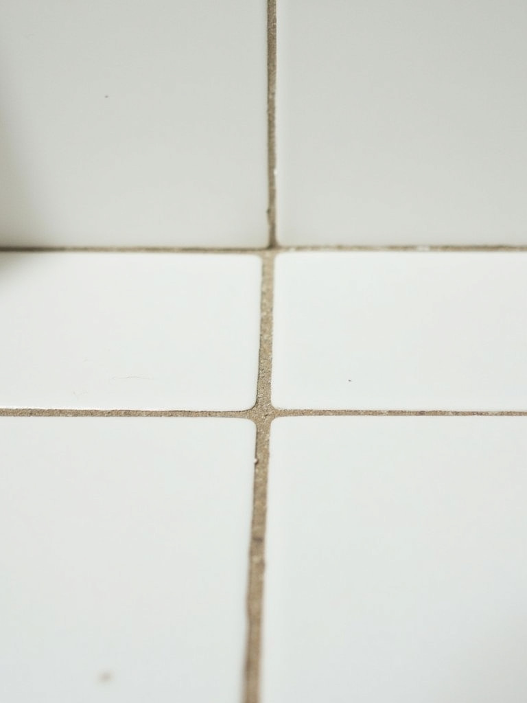 Bathroom tiles with refreshed grout lines using a grout pen