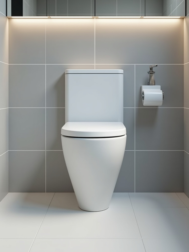 Modern bathroom with a smart toilet and bidet seat