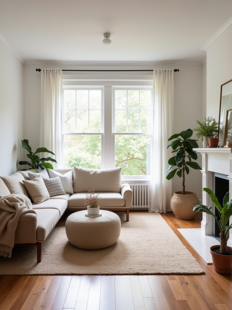 Living room after being decluttered, it appears spacious and simple
