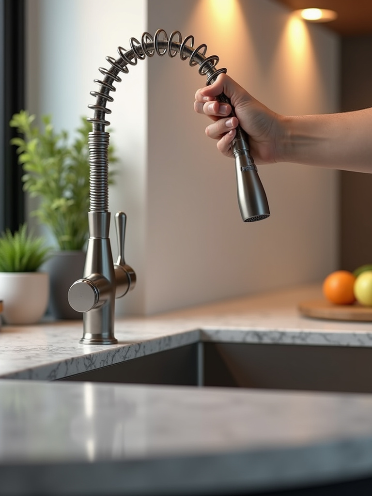 A modern and hygienic kitchen featuring a touchless faucet to promote better habits.