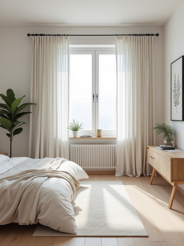 Clean and organized modern bedroom, decluttered and spacious.