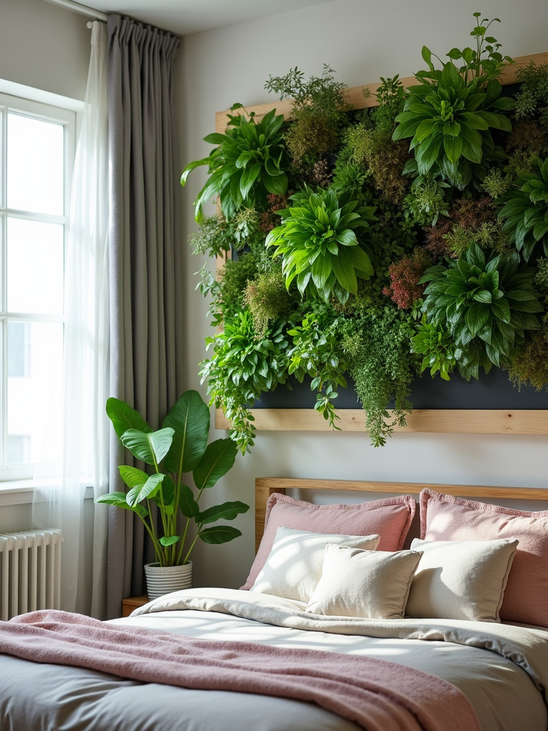 Kids bedroom with an indoor vertical garden bringing greenery and fresh air.