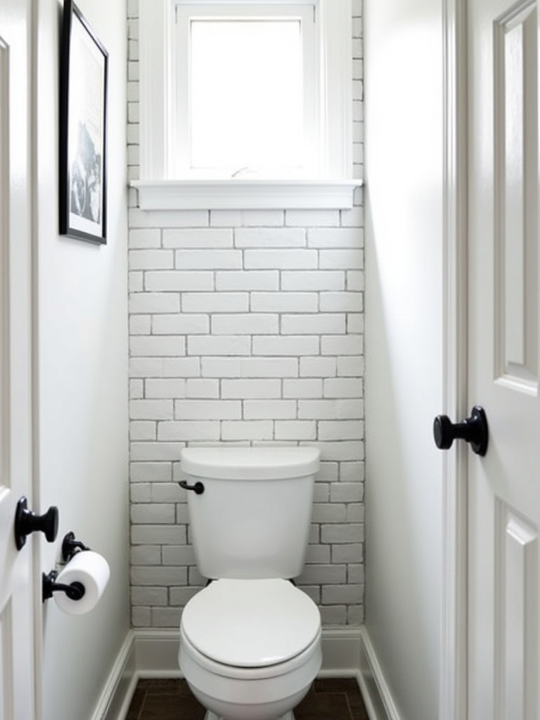 Stylish bathroom with classic white subway tile walls, dark gray grout, and modern fixtures.