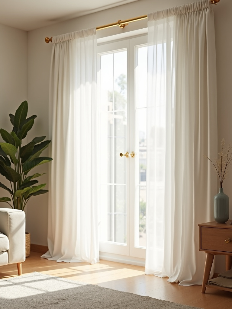 Insulated thermal curtains providing energy efficiency in a living room