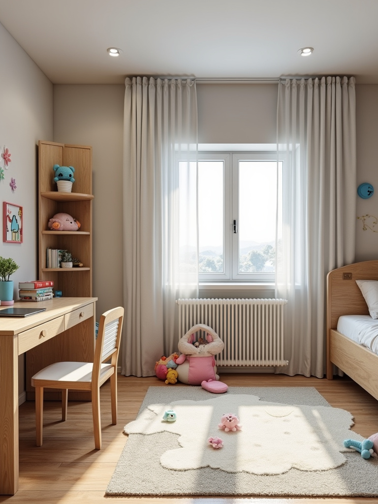 Multi-functional kids bedroom designed for both work and play with separate zones
