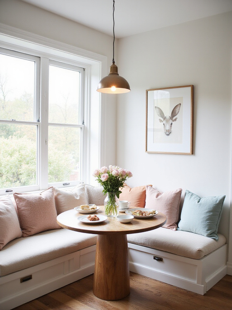 Cozy breakfast nook with banquette seating and natural light