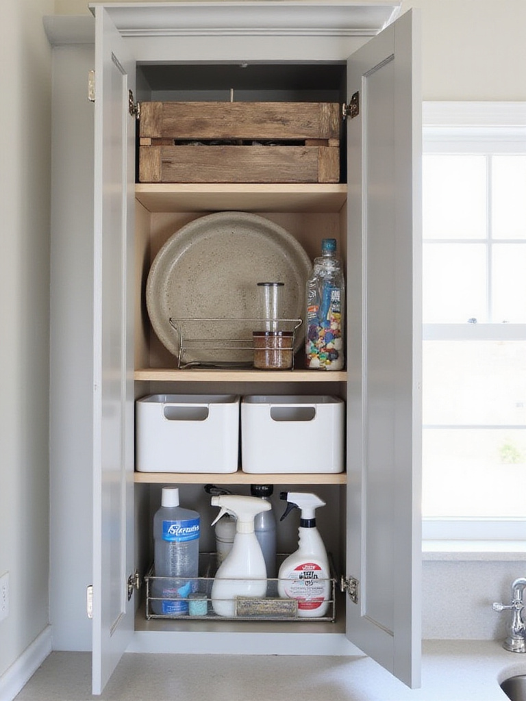 DIY kitchen cabinet organizers made from repurposed materials