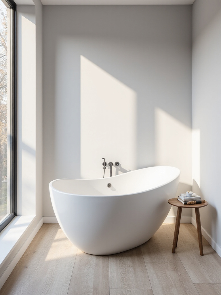 Luxurious freestanding bathtub in a modern bathroom