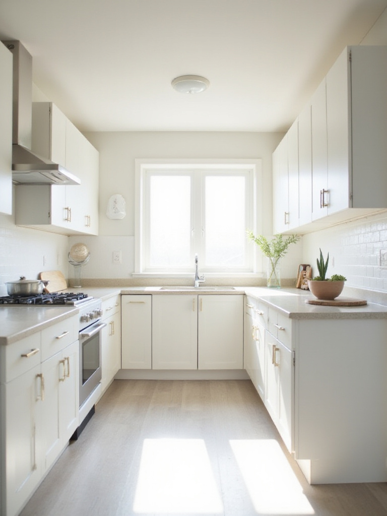 Bright and airy kitchen with freshly painted light neutral walls