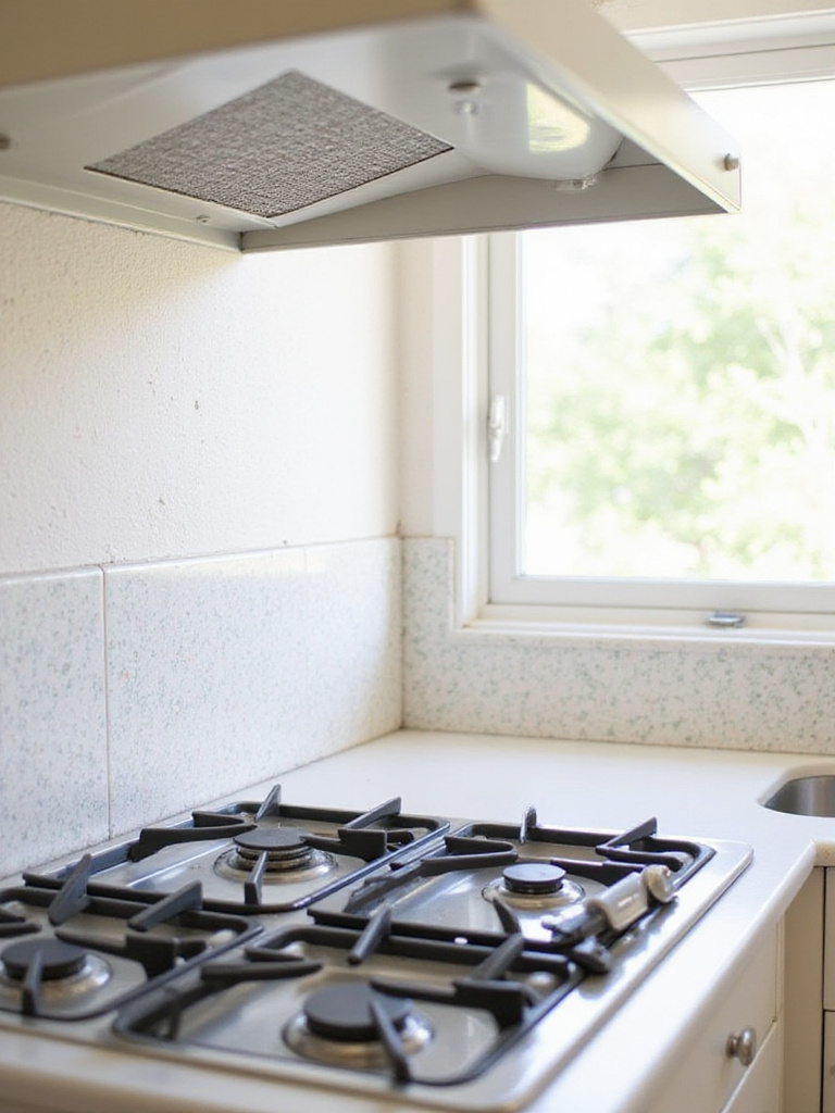Kitchen backsplash made from repurposed floral wallpaper