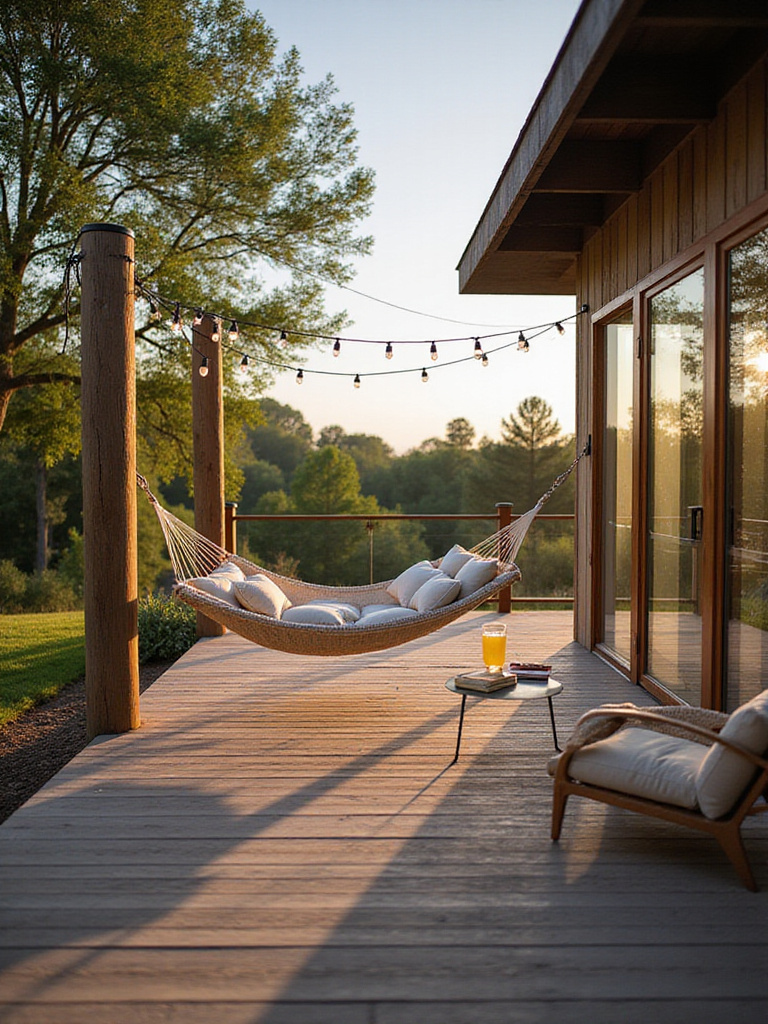 Stylish deck with a comfortable hammock for relaxation