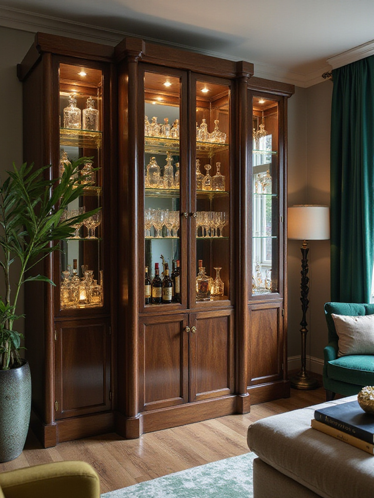 Art Deco inspired drinks cabinet in a modern living room