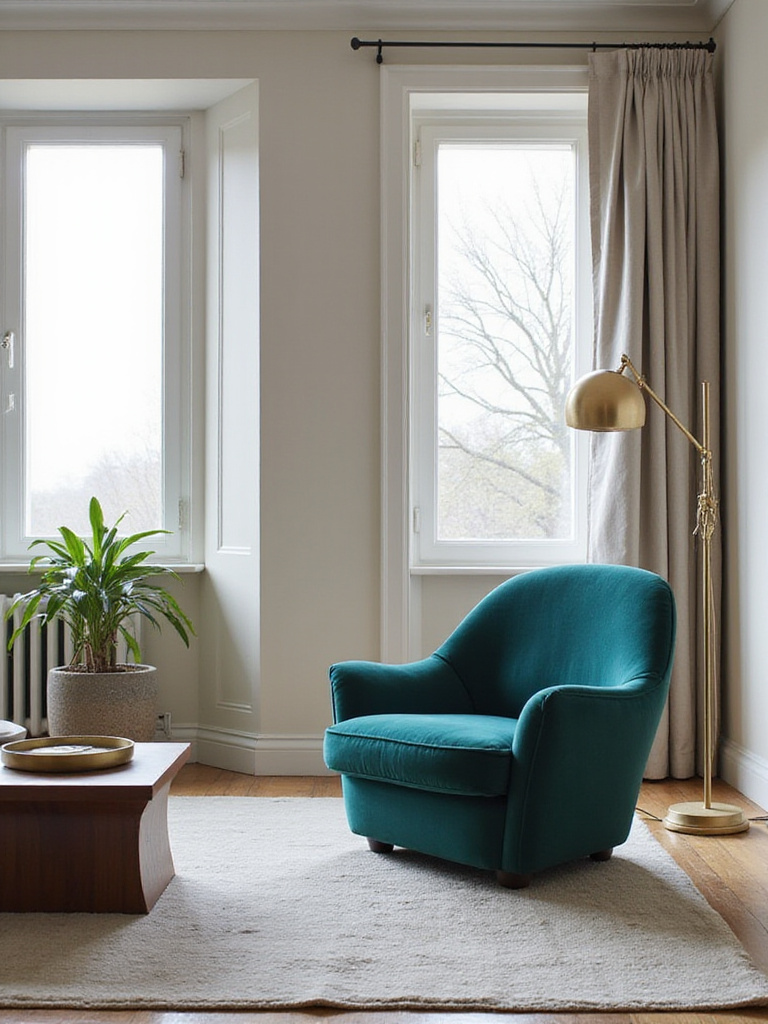 Sculptural lounge chair in a modern living room.