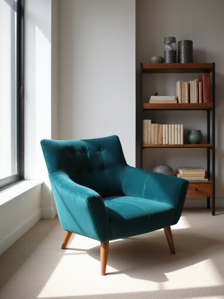 Mid-Century Modern accent chair in a stylish living room.