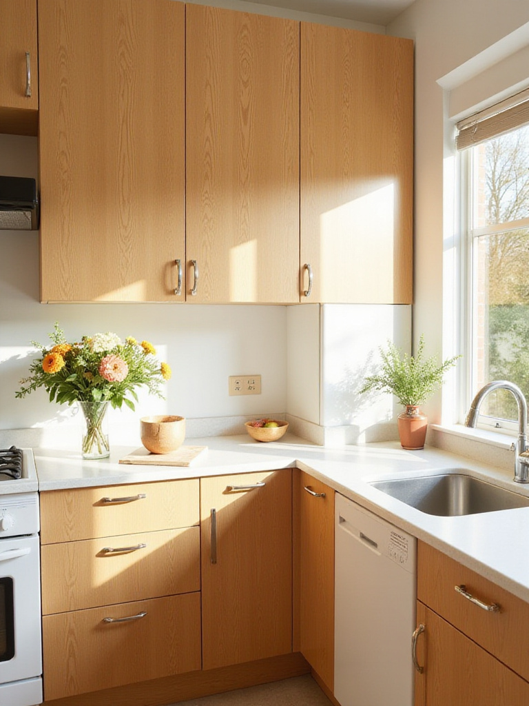 Beautiful organic kitchen cabinets with natural wood grain
