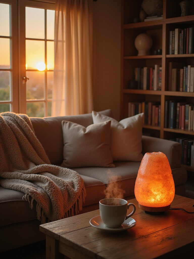 Cozy living room with soft lighting and a relaxing atmosphere