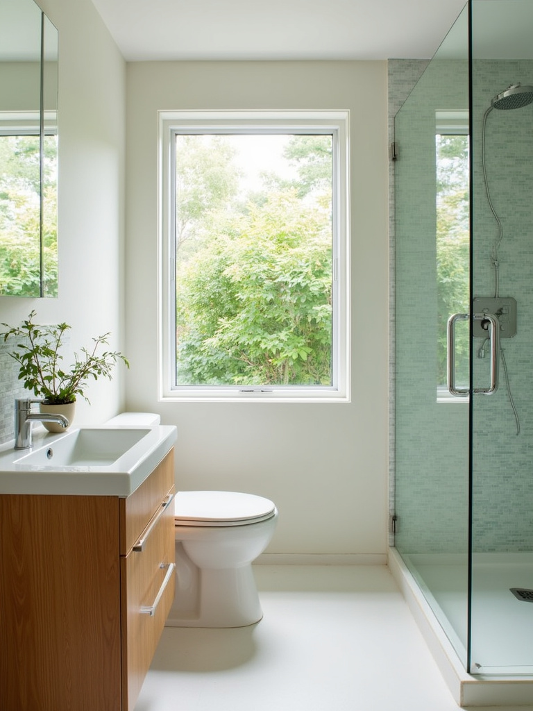 Sustainable bathroom design featuring eco-friendly materials and water-saving fixtures