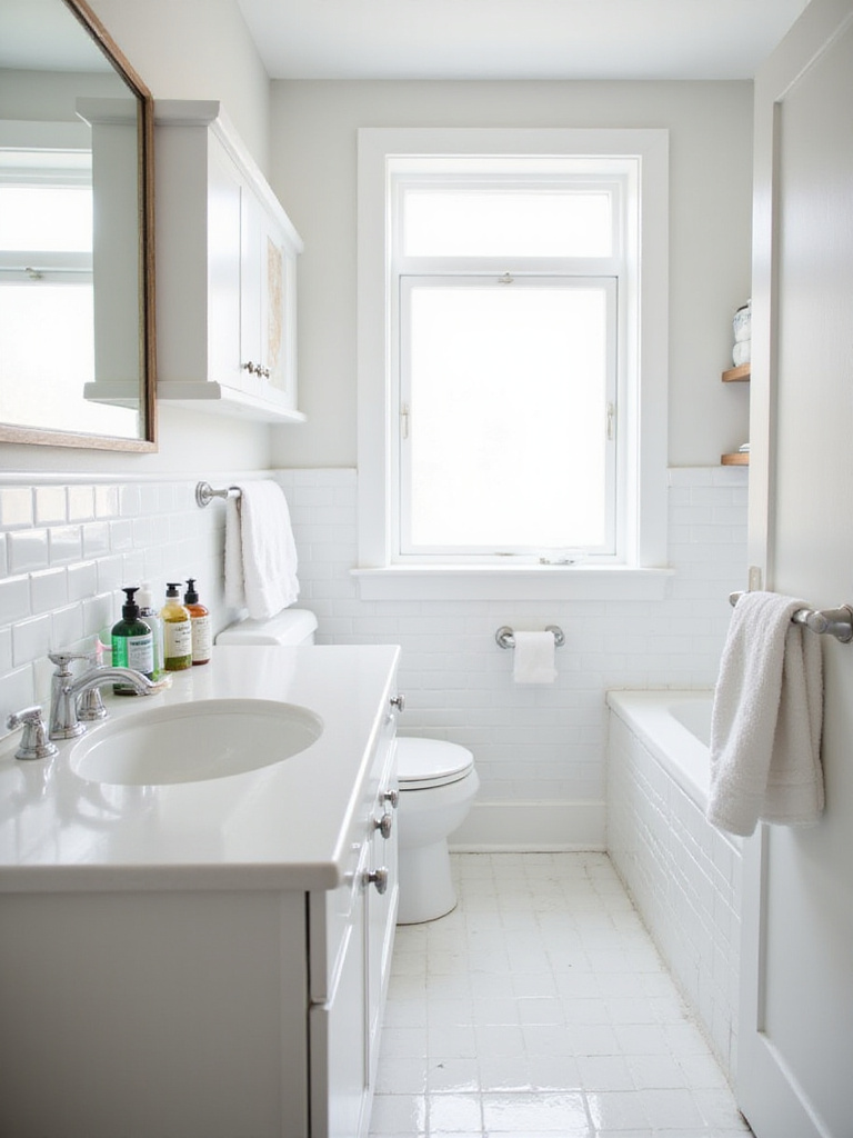 Clean and decluttered bathroom interior, showcasing a budget-friendly transformation.